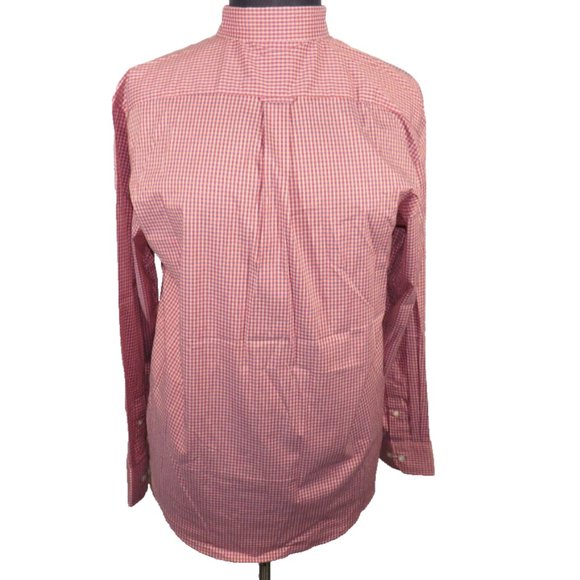 Izod Sportflex Men's Size M Red Blue Gingham Check Non-Iron Long Sleeve Shirt - Picture 11 of 11